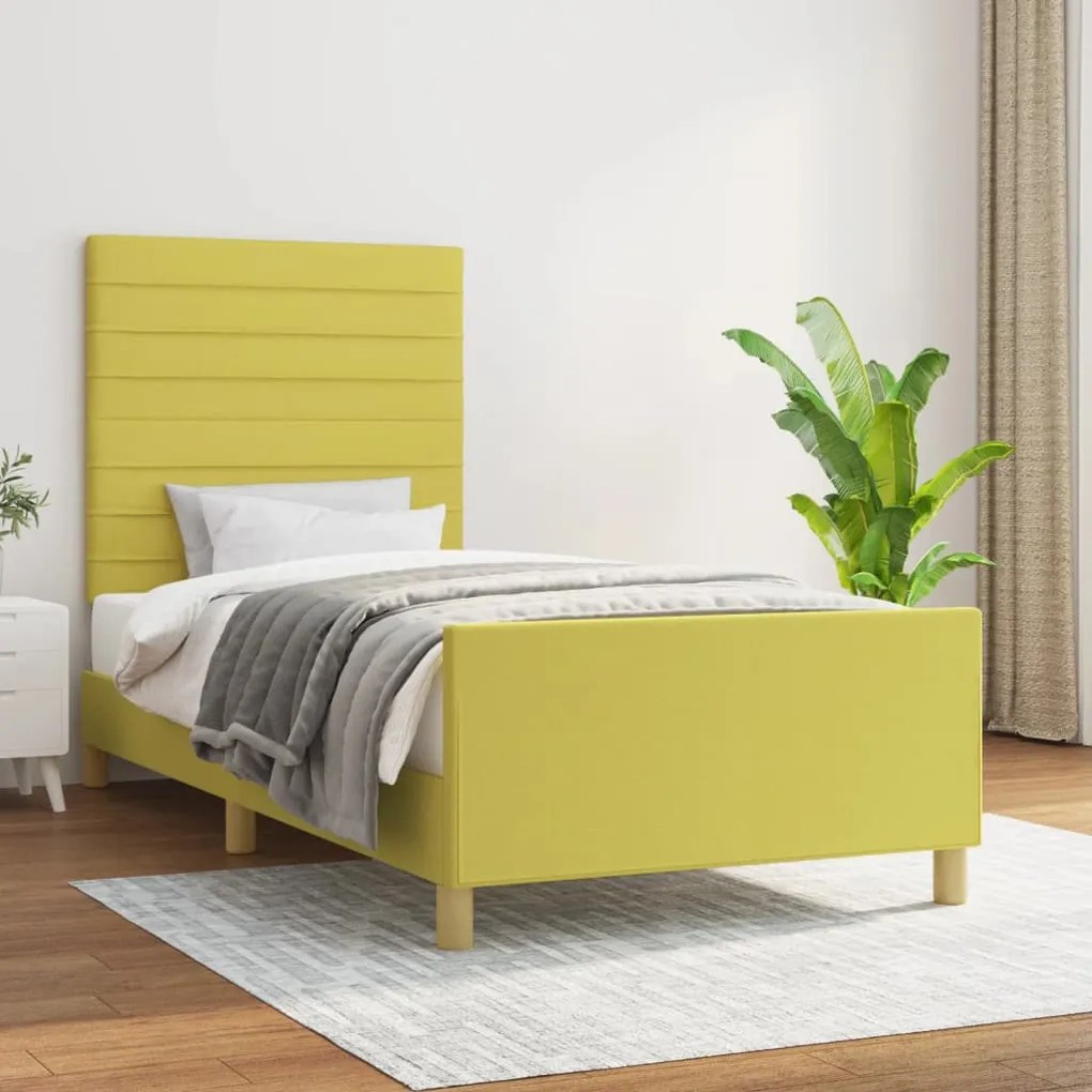 vidaXL Estrutura de cama sem colchão 100x200 cm tecido verde