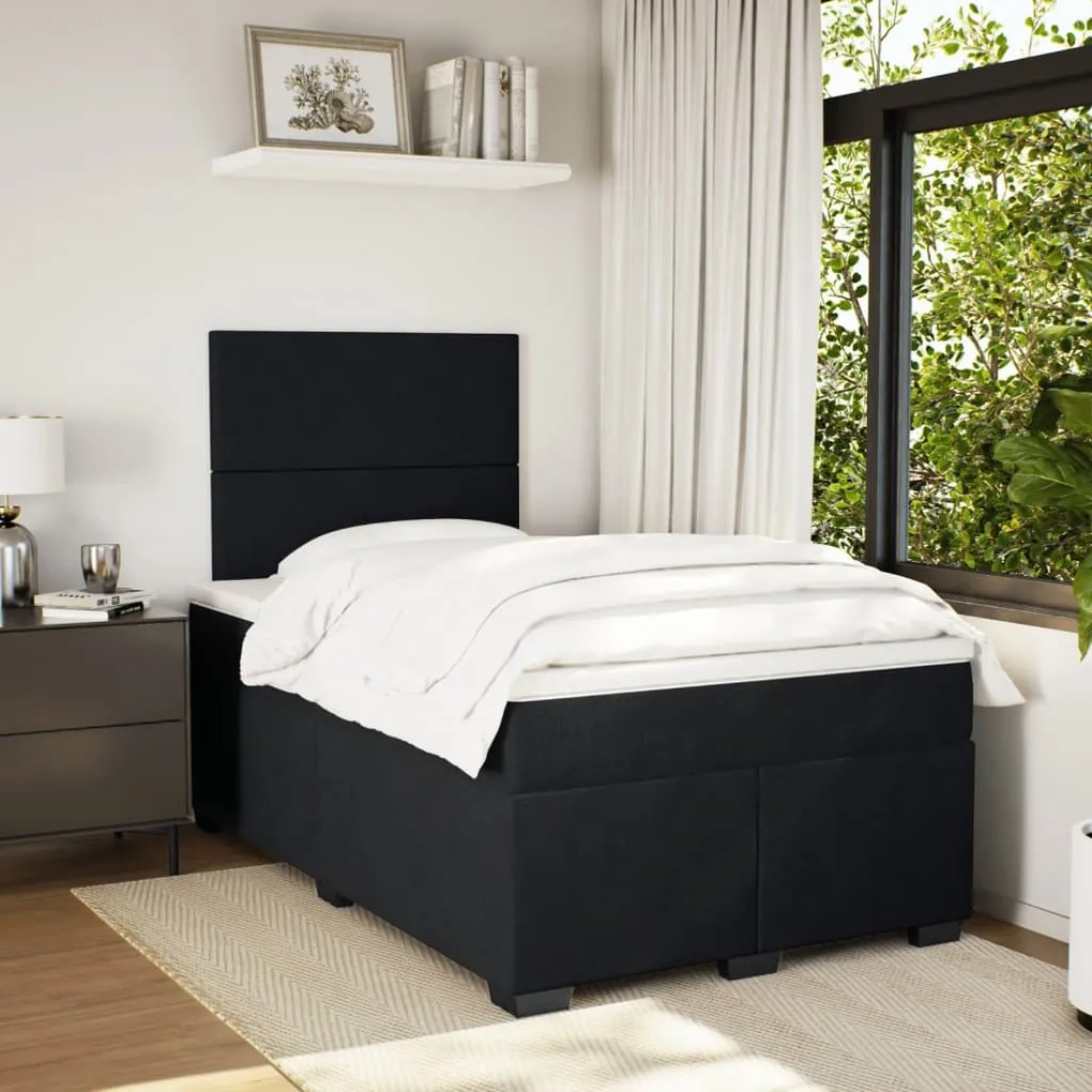 Cama boxspring com colchão 120x190 cm veludo preto