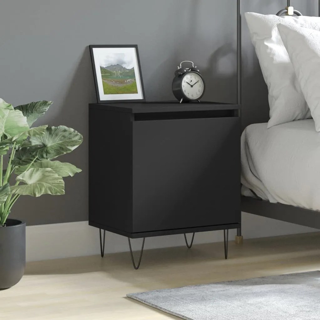 vidaXL Mesa de cabeceira 40x30x50 cm derivados de madeira preto
