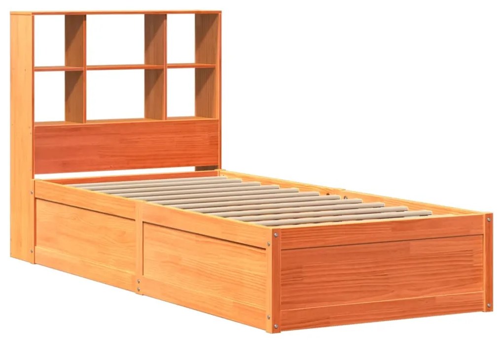 Cama sem colchão 90x200 cm pinho maciço castanho-mel