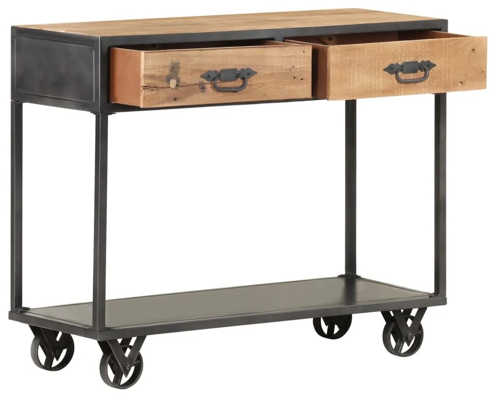 Mesa consola 90x35x74 cm madeira recuperada maciça