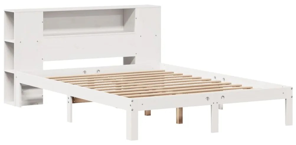 Cama com estante sem colchão 160x200 cm pinho maciço branco