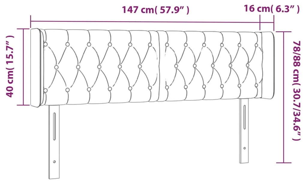 Cabeceira cama c/ luzes LED veludo 147x16x78/88cm cinza-escuro