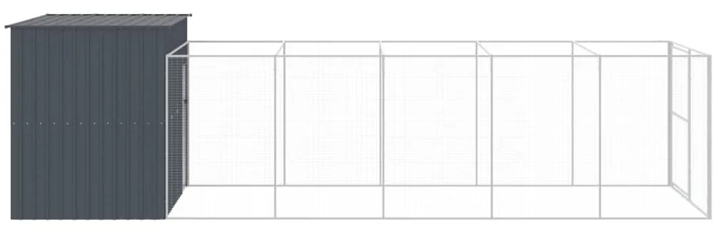 Casota p/ cães c/ parque 214x661x181 cm aço galvaniz. antracite