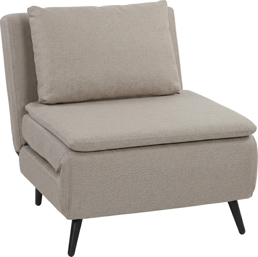 HOMCOM Poltrona Conversível 1 Lugar, Poltrona-Cama Clic-Clac 3 em 1 com Encosto Regulável, Travesseiro, Assento Largo, Castanho Claro | Aosom Portugal