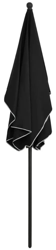 Guarda-sol de jardim com mastro 210x140 cm preto