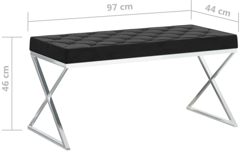 Banco 97 cm aço inoxidável e veludo preto