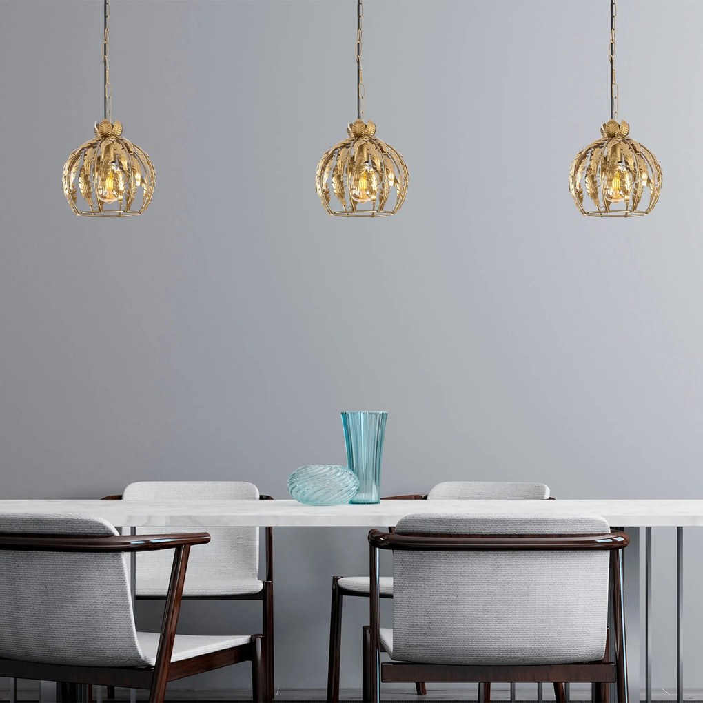 Chandelier Endustriyel – Dourado – 16 x 16 x 42 cm