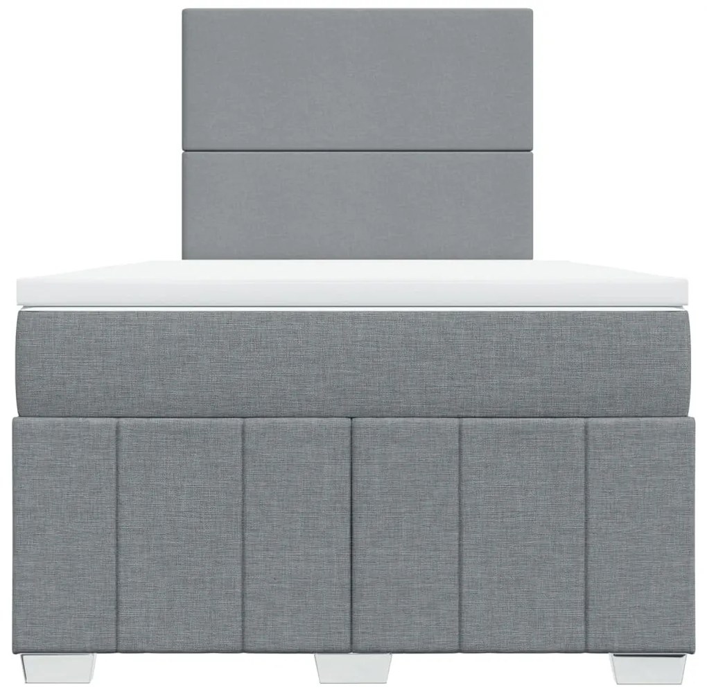 Cama boxspring com colchão 120x190 cm tecido cinzento-claro