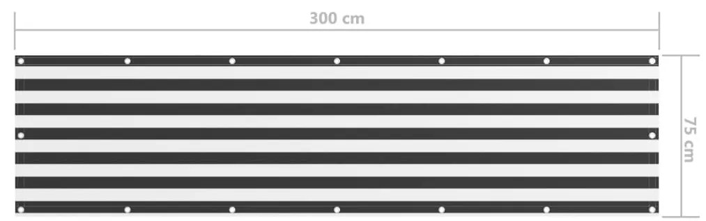 Tela de varanda 75x300 cm tecido Oxford antracite e branco