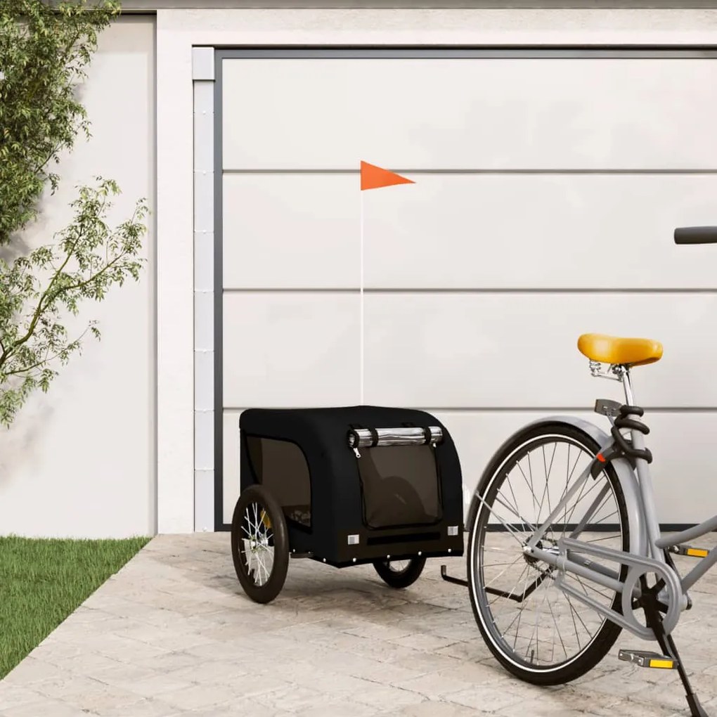 vidaXL Reboque bicicleta p/ animais tecido oxford/ferro preto