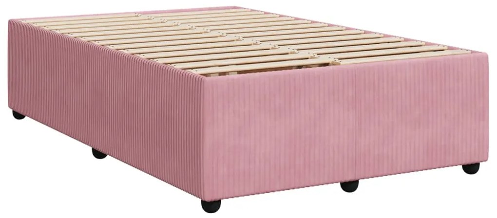 Cama boxspring com colchão 120x200 cm veludo rosa