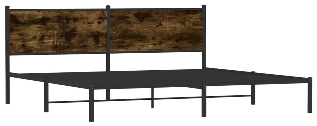 Estrutura de cama sem colchão 193x203cm metal carvalho fumado