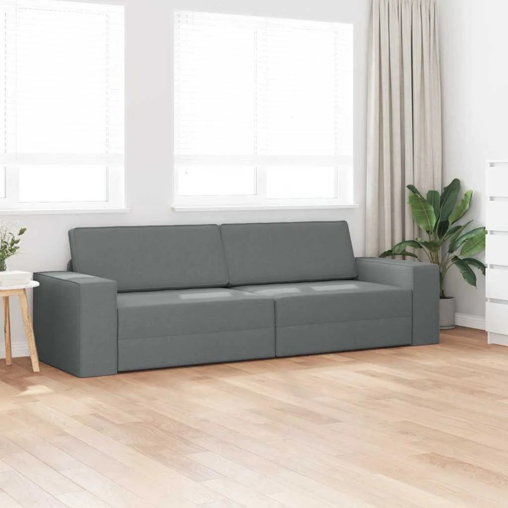 Sofá Cama de Chão 2 em 1 Cinza Escuro 245x150x60.5 cm Tecido