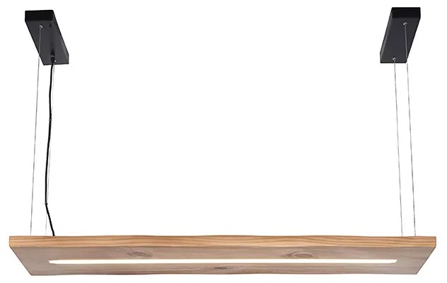 Candeeiro de suspensão em madeira 120 cm com LED e comando remoto - Ajdin Moderno