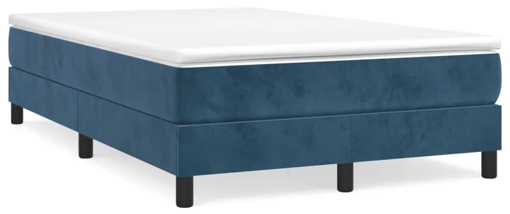 Cama boxspring com colchão 120x190 cm veludo azul-escuro