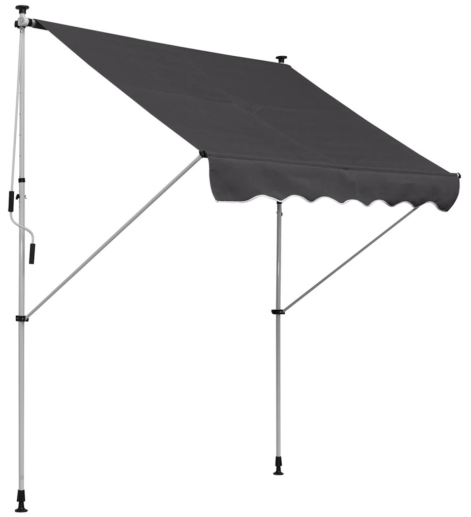 Outsunny Toldo Manual Retrátil com Manivela de Alumínio Ângulo Ajustável Proteção Solar para Varanda Jardim Pátio 200x150 cm Cinza | Aosom Portugal