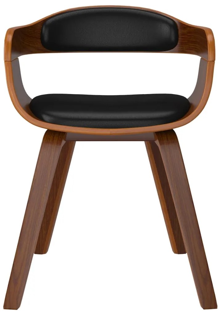 Cadeira de jantar 2pcs madeira curvada e couro artificial preto