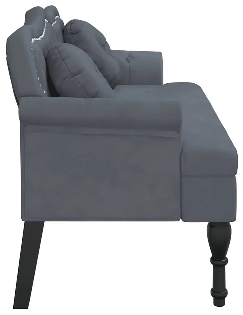 Banco com almofadões 120,5x65x75 cm veludo cinzento-escuro