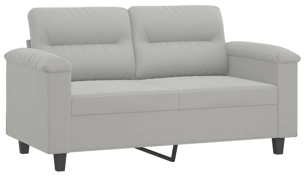 Sofá 2 lugares c/ almofadas 120 cm microfibra cinzento-claro