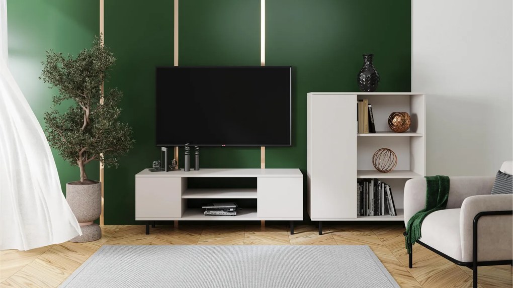 Móvel TV Focus cor caxemira 135 cm - pernas pretas