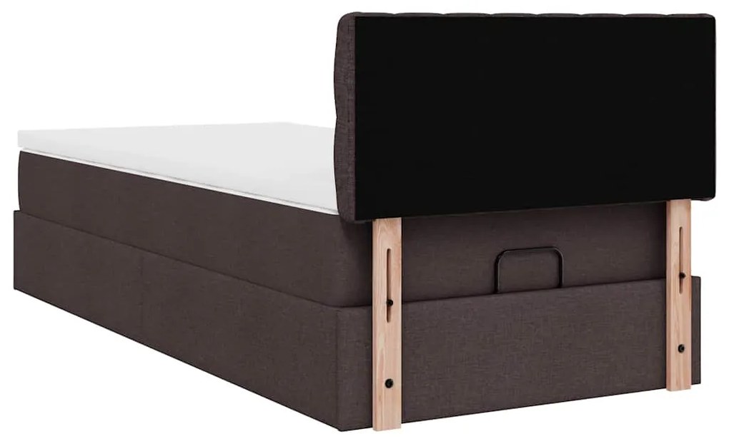 Cama otomana com colchão 100x200 cm tecido castanho escuro