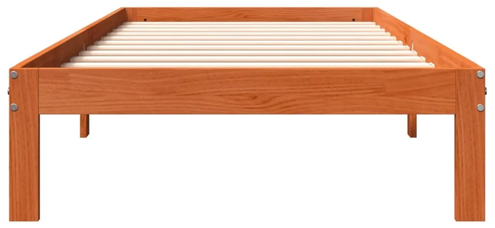 Cama sem colchão 75x190 cm madeira de pinho maciça castanho-mel
