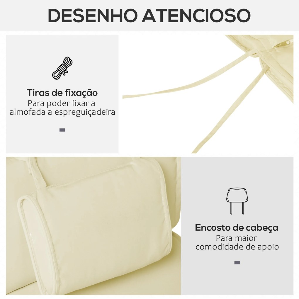 Almofada para Espreguiçadeira 198x53x5cm Almofada Suave para Espreguiç