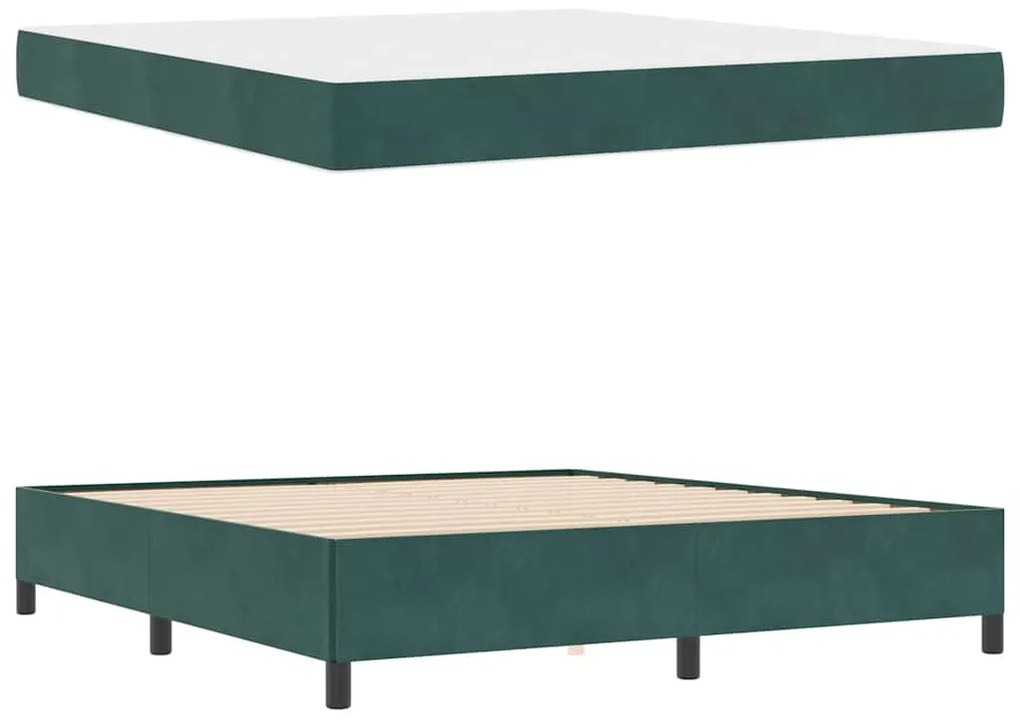 Estrutura da Cama Verde Escuro e Branco 180 x 200 cm Veludo