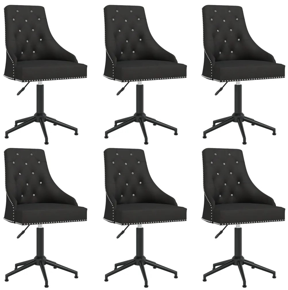 vidaXL Cadeiras de jantar giratórias 6 pcs veludo preto