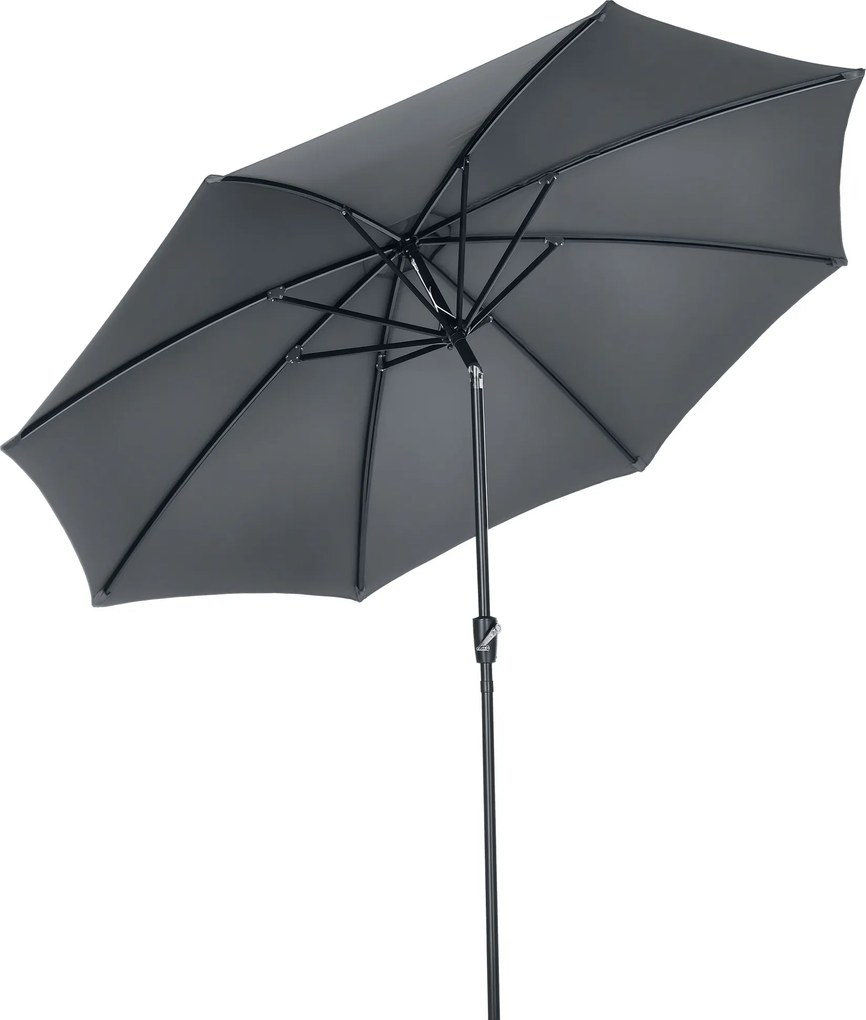 Outsunny Guarda Sol Manivela Teto Inclinável 8 Hastes Metal Pátio Varanda Jardim Exterior Ø300x240 cm Cinza | Aosom Portugal