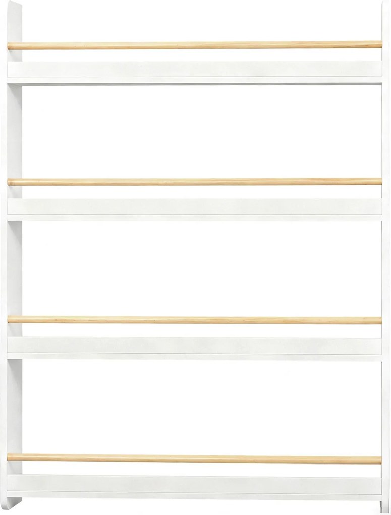 Estante infantil, 4 níveis, estante para brinquedos 12 x 80 x 100 cm branco-natural