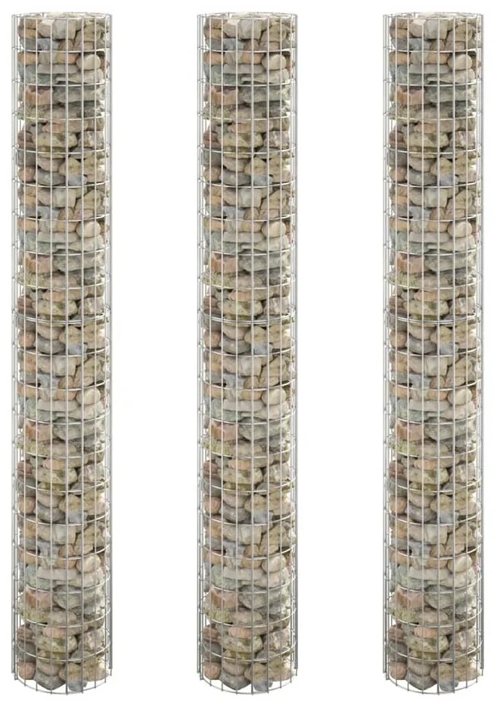 Canteiro elevado/cesto gabião circular 3pcs Ø30x200cm aço galv.