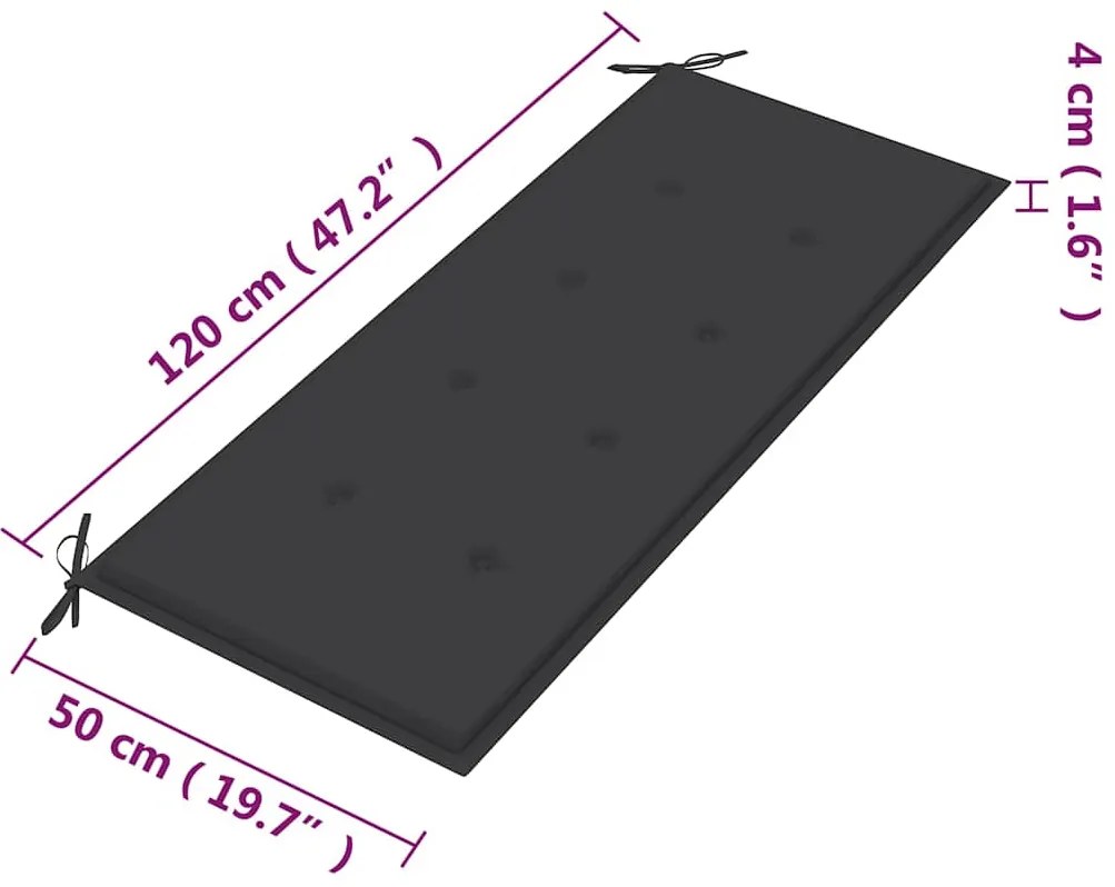 Banco de jardim 2 lugares c/ almofadão 120 cm eucalipto maciço