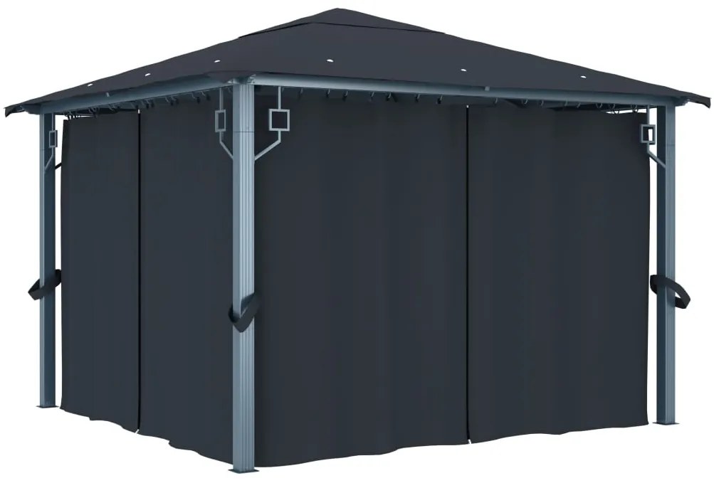vidaXL Gazebo com cortina 300x300 cm alumínio antracite