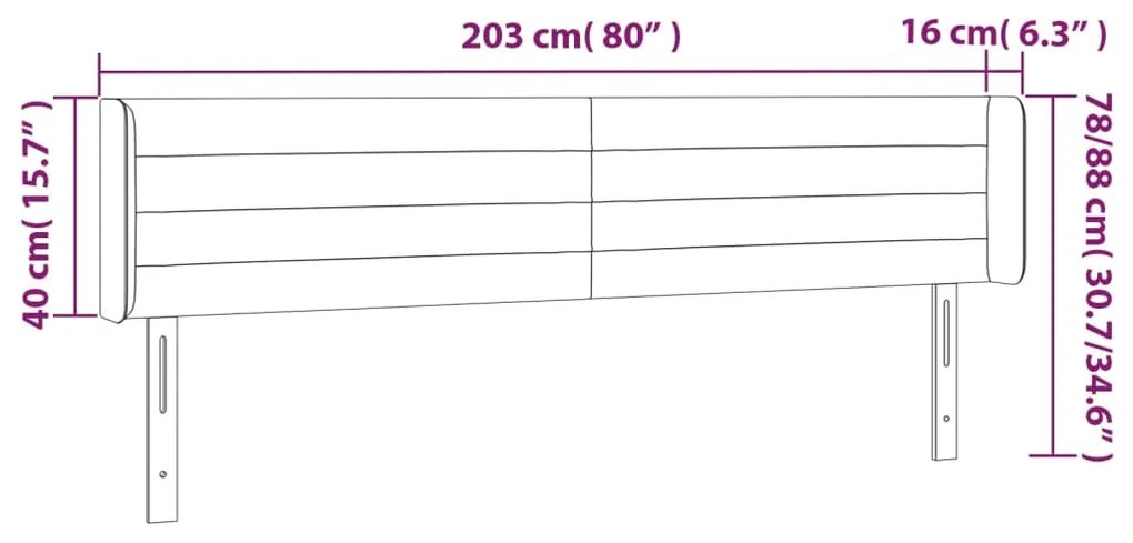 Cabeceira de cama c/ abas tecido 203x16x78/88 cm azul