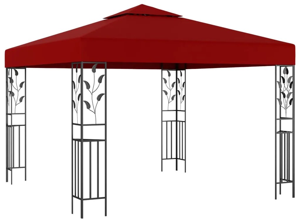 47947 vidaXL Gazebo 3x3 m vermelho tinto