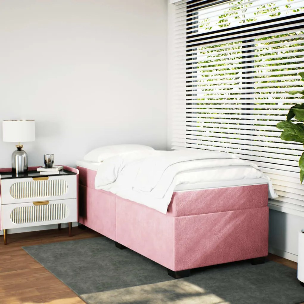 Cama com molas/colchão 90x190 cm veludo rosa