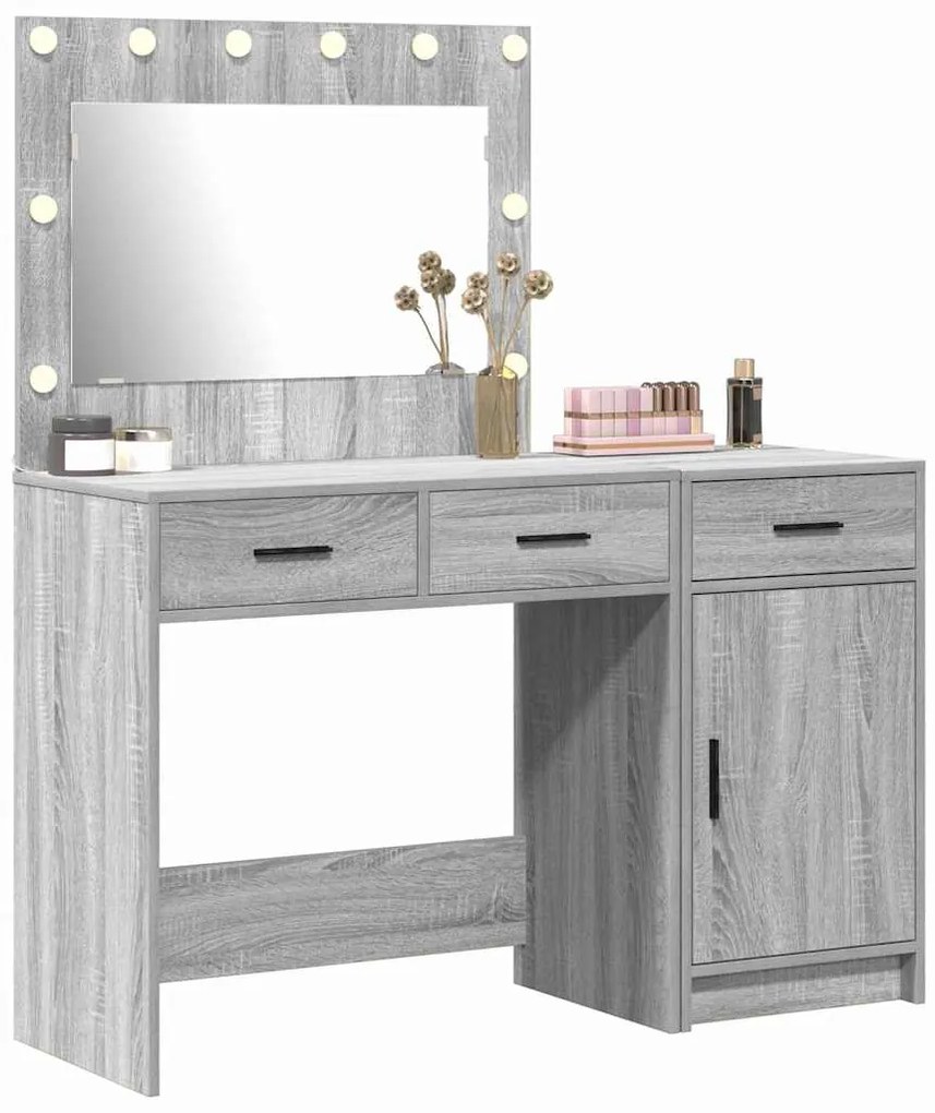 Conjunto de Maquilhagem de 2 Peças vidaXL com LED em Aglomerado Cinza