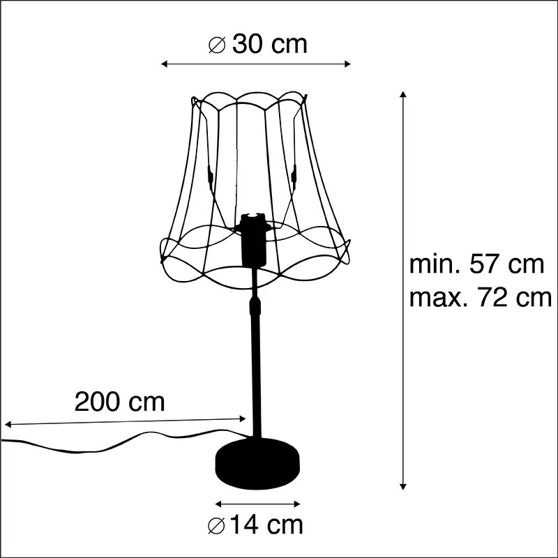 Candeeiro de mesa preto com estrutura Granny 30 cm ajustável - Parte Industrial