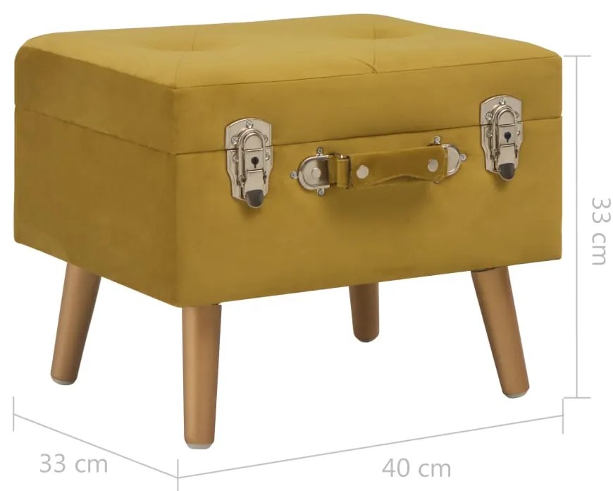 Banco de arrumação 40 cm veludo amarelo mostarda