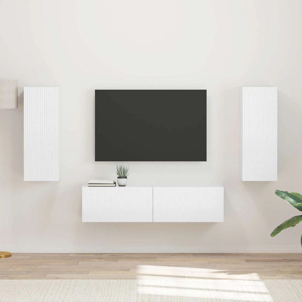 vidaXL Conjunto de móvel de TV 2 pcs Branco Brilhante