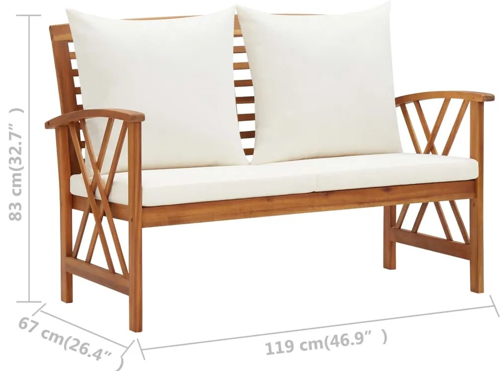 4 pcs conj. lounge jardim c/ almofadões madeira acácia maciça
