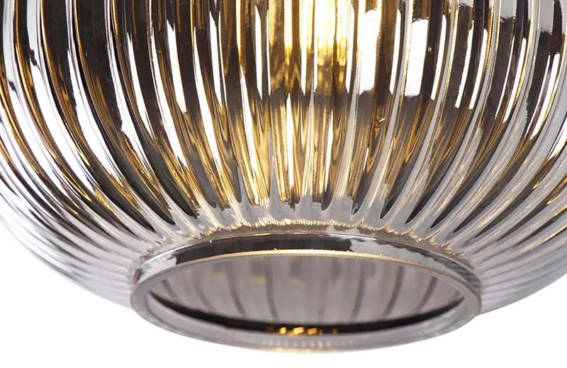 Candeeiro de teto Art Deco preto com vidro fumê - Karel Art Deco