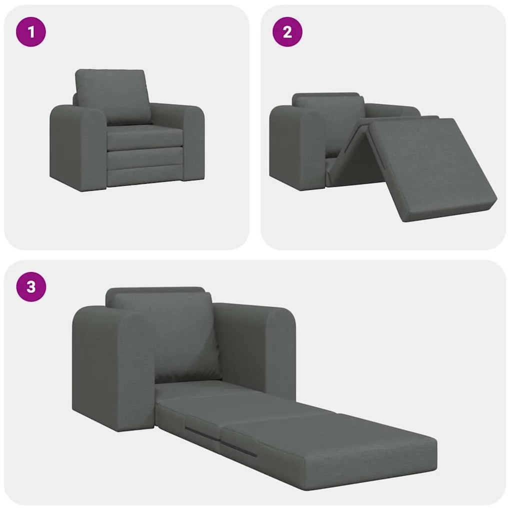 Sofá Cama 2-em-1 Cinza Escuro 98x71x83 cm Tecido