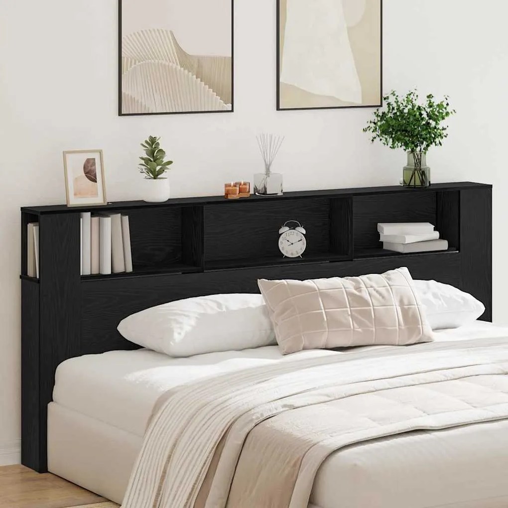 Cabeceira Cabinet vidaXL Preto Carvalho 220x18,5x104,5 cm