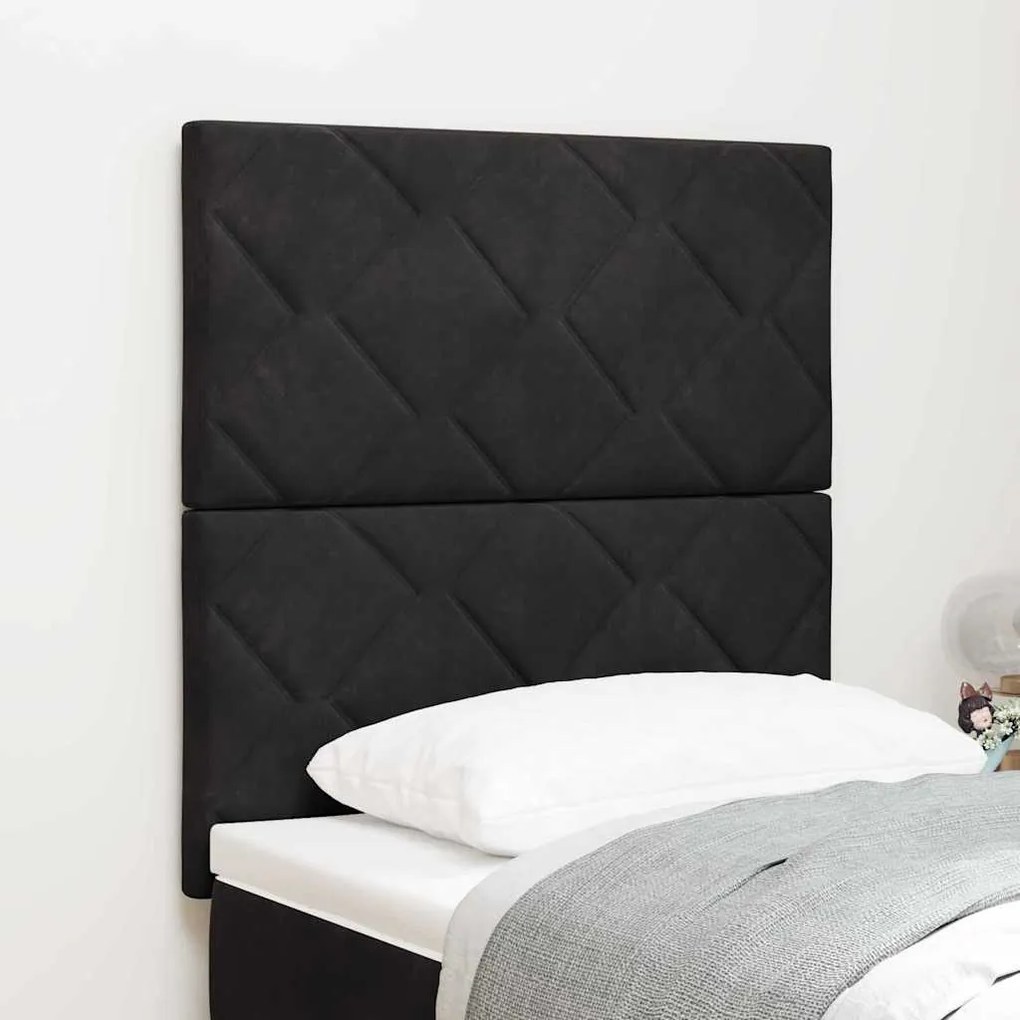 Cabeceira LED Design Blocos de Diamante Preto 80 cm Veludo