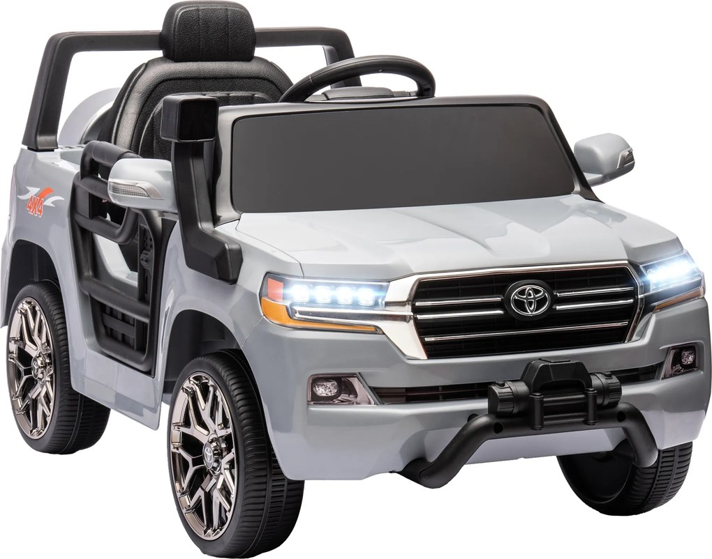 AIYAPLAY Carro Elétrico Crianças Toyota Land Cruiser 12V com Controlo Remoto Buzina Arranque Lento Música MP3 107x65x55,5cm Cinza | Aosom Portugal