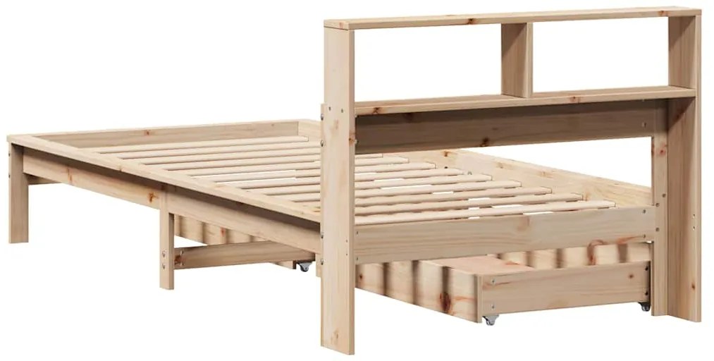 Cama com estante sem colchão 100x200 cm pinho maciço