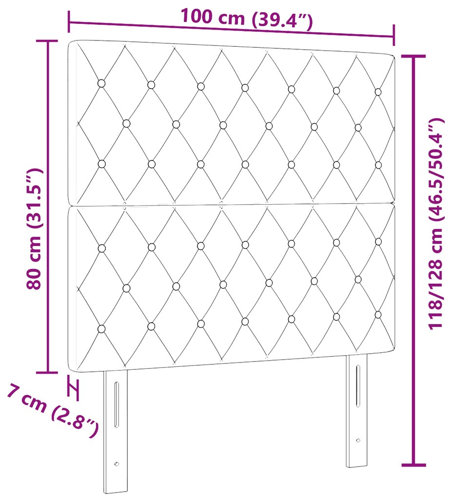 Cabeceira vidaXL com Botões de Cristal Tufted Cinza Escuro 100 cm Velu